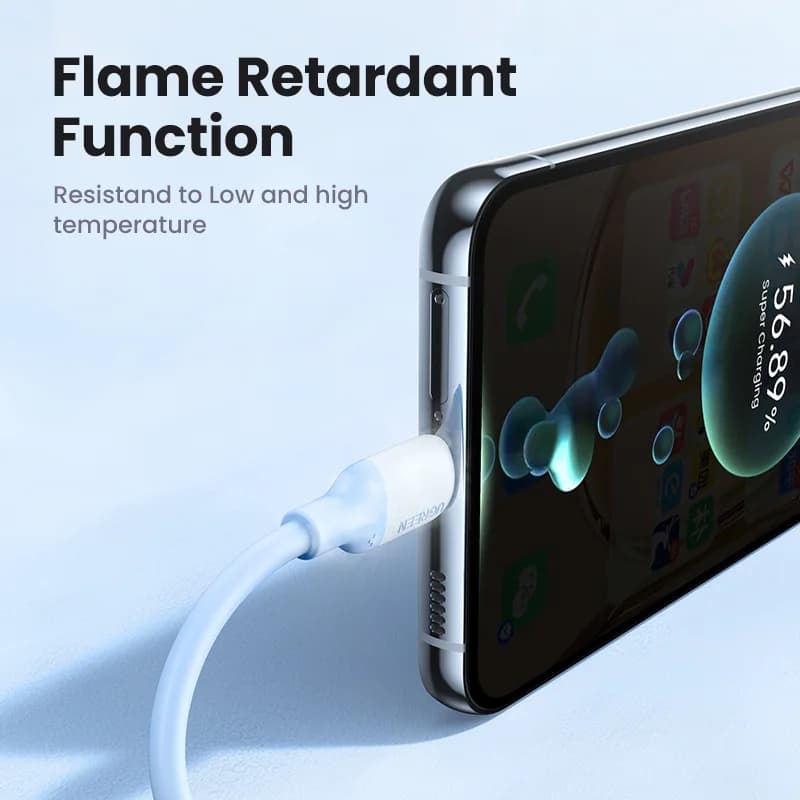 Myk silikon USB-C til USB-C kabel, 60W PD, 3A