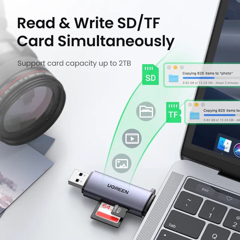 USB 3.0 & USB-C SD/MicroSD-kortleser