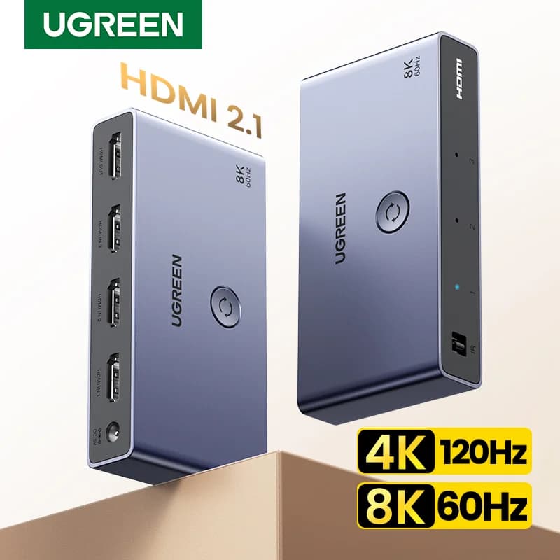 HDMI 2.1-switcher 3-in-1 ut 8K med fjernkontroll