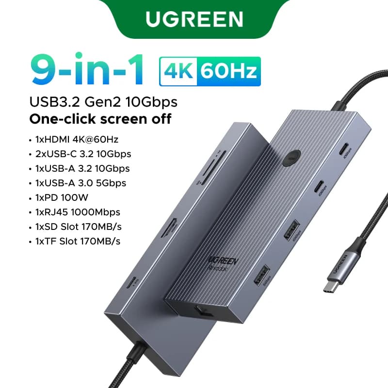 USB-C Hub med dobbel HDMI & RJ45