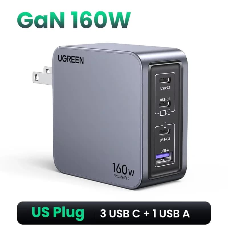 160W GaN USB-C vegg-lader, PD3.1