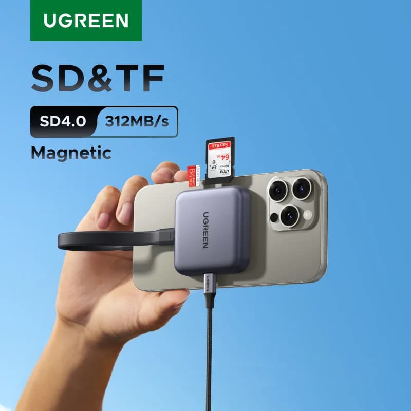 Magnetisk USB-C SD- og TF-kortleser, 312MB/s