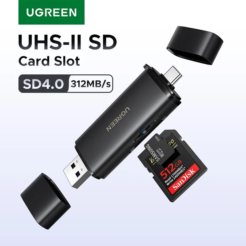 USB-C SD 4.0 kortleser, 312 MB/s