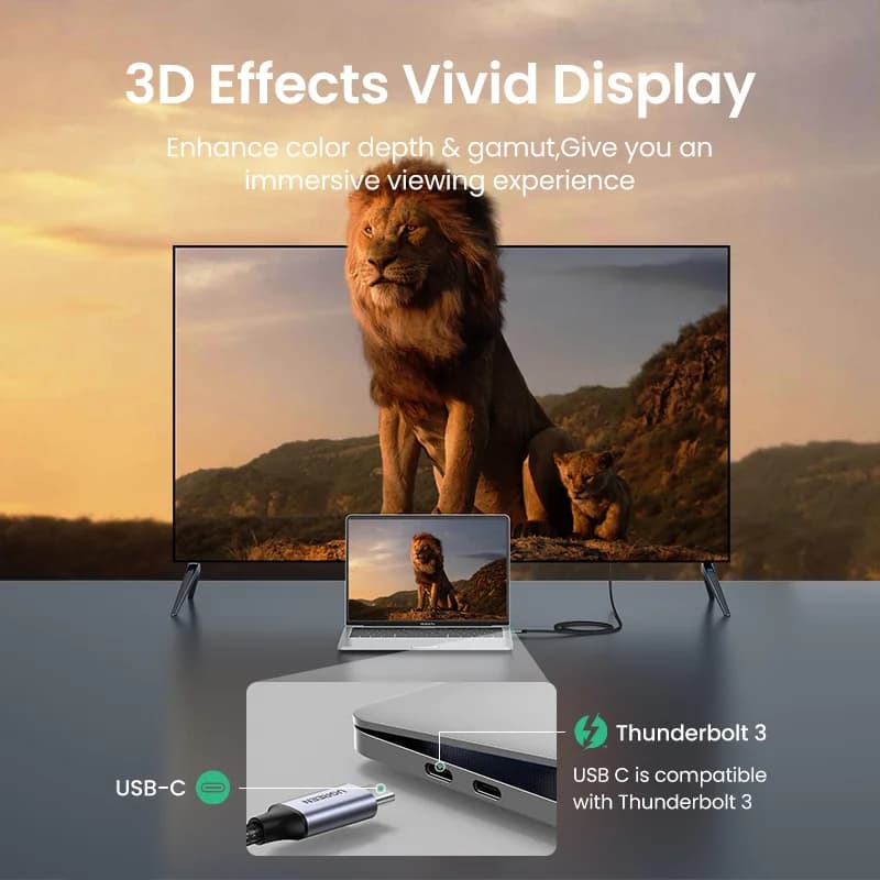 USB-C til HDMI kabel, 4K oppløsning videoadapter