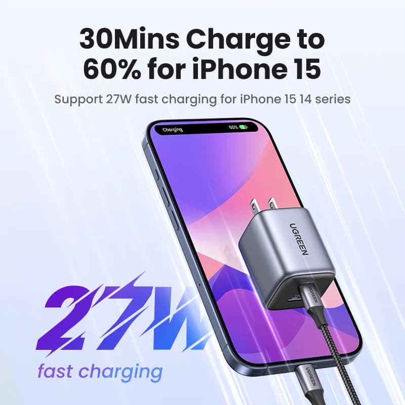 35W GaN USB-C hurtiglader med US-plugg