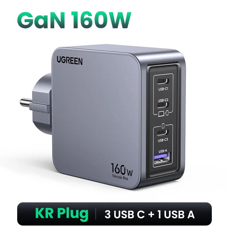 160W GaN USB-C-lader med koreansk kontakt