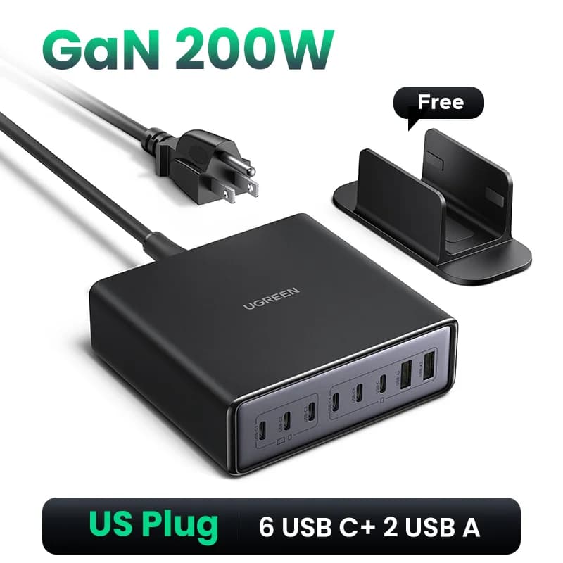 200W GaN skrivebordslader, US-kontakt