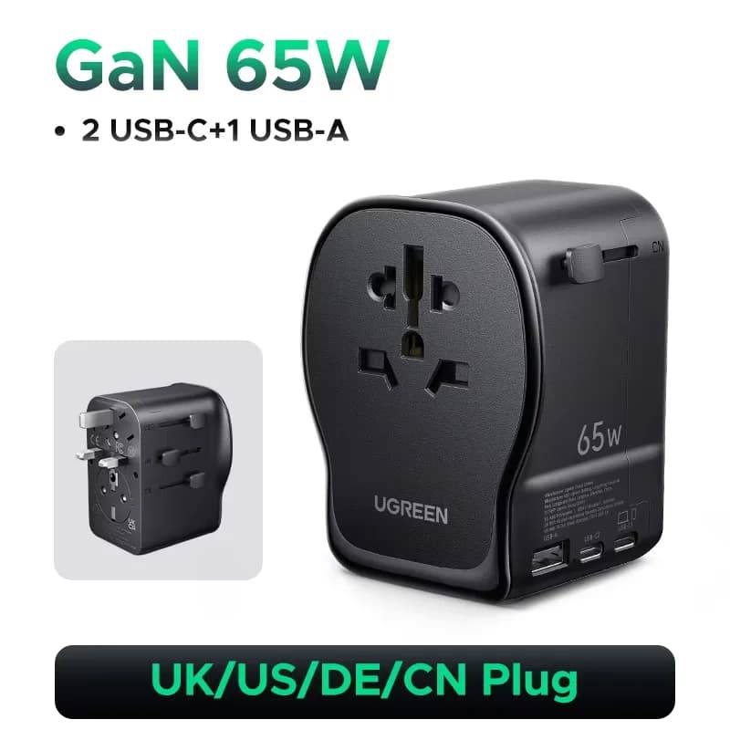 65W GaN universal reiseadapter, jordet