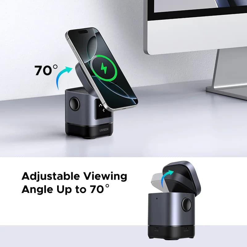 Qi2 15W magnetisk trådløs ladestativ med kabel