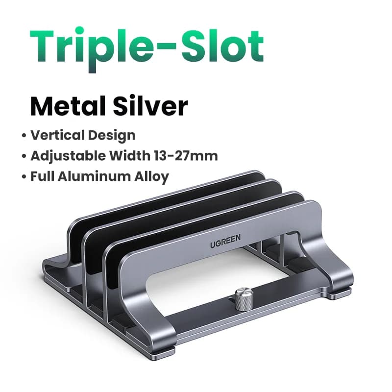 Loddrett laptopstativ i aluminium, foldbart design
