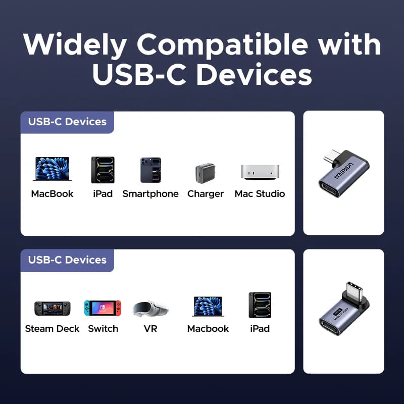 2-pak vinkelret USB-C til USB-C adapter