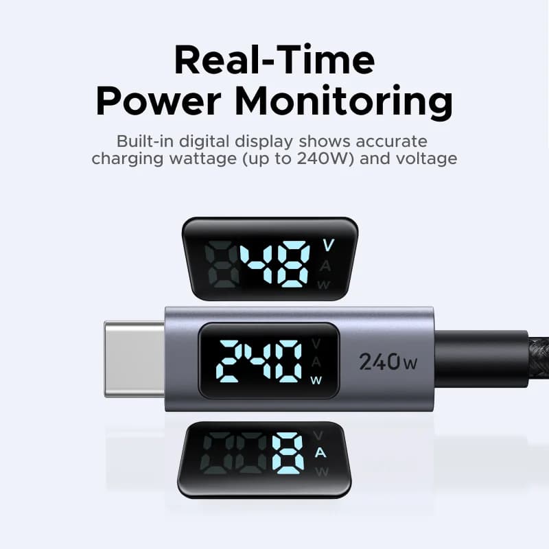 240W USB-C-kabel med digital effektvisning