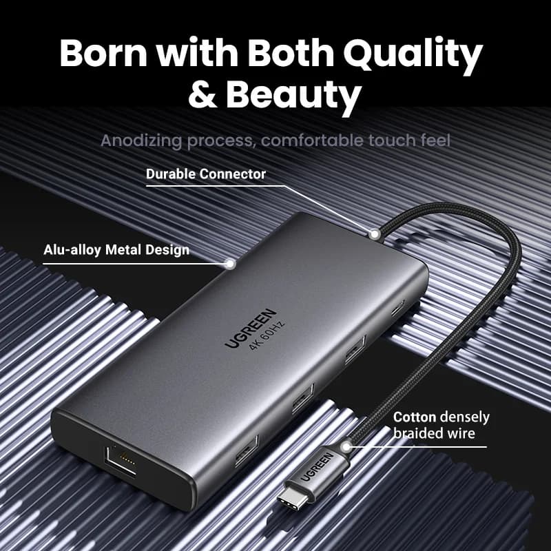 USB-C Hub med 4K HDMI, Ethernet, SD/TF, 100W PD