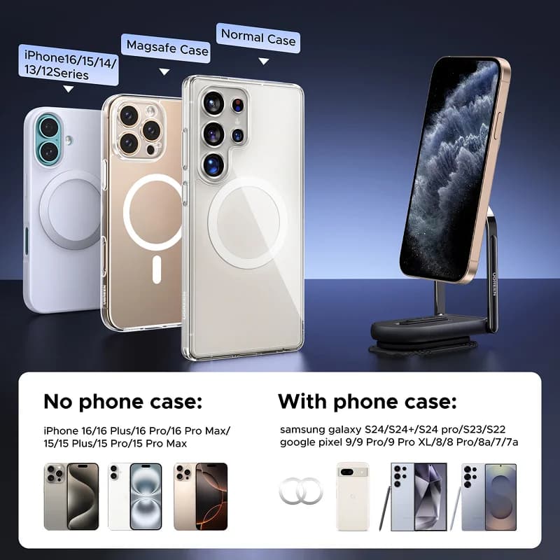 Magnetisk dashbordtelefonholder, 360° roterbar