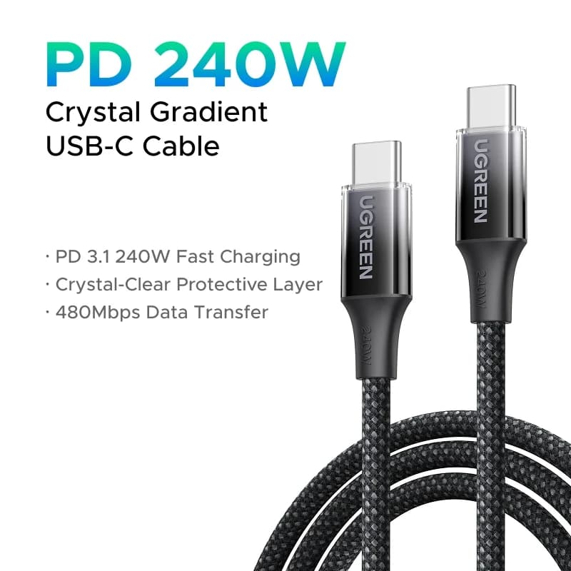 240W USB-C flettet hurtigladekabel