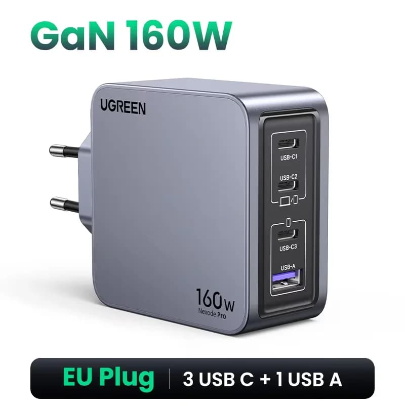 160W GaN USB-C vegg-lader, PD3.1