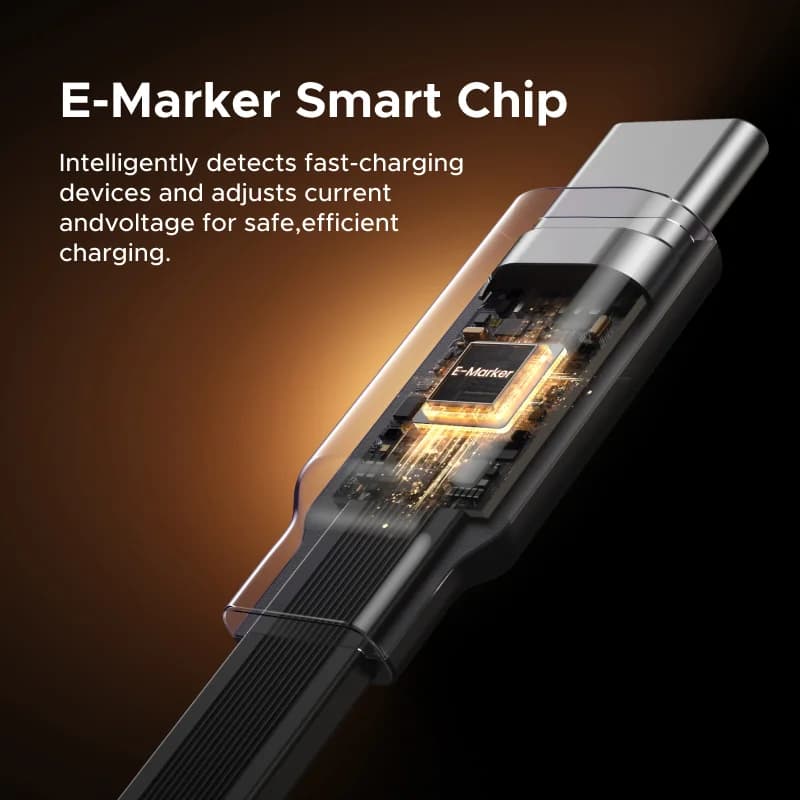 Trekkbar 100W USB-C til USB-C hurtigladekabel