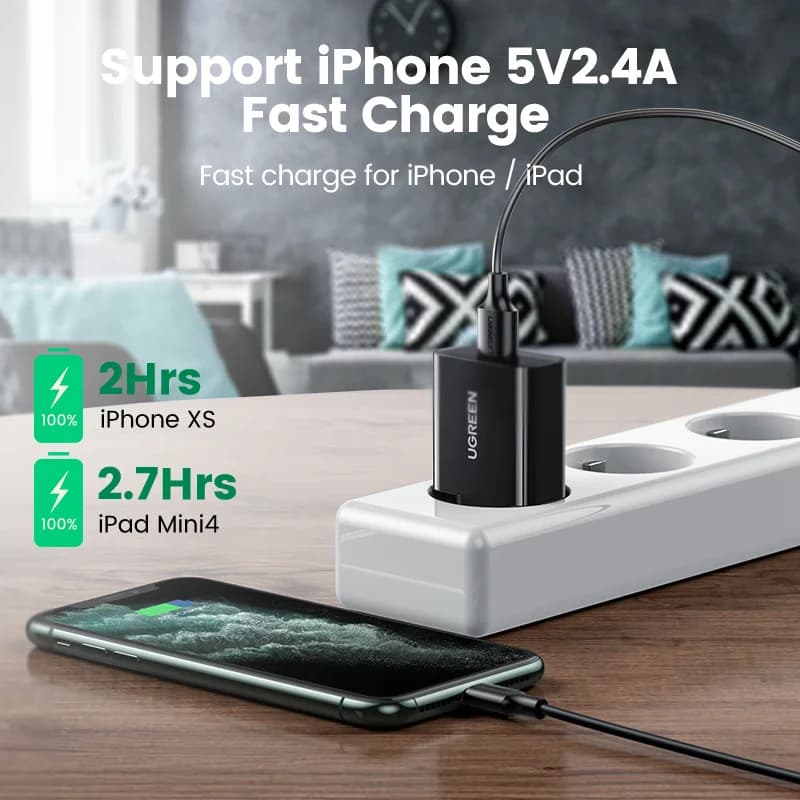 USB vegg-lader 18W med Quick Charge 3.0