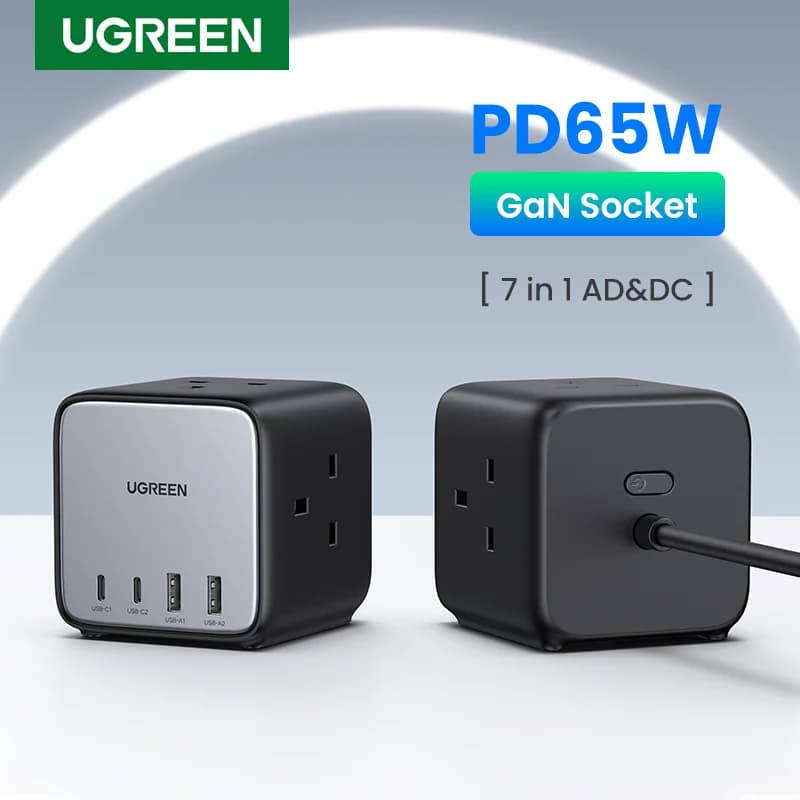 65W GaN skrivebordsladestasjon med USB-C