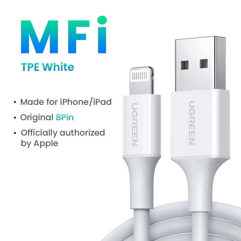 MFi-sertifisert Lightning til USB-kabel, 2.4A hurtiglading