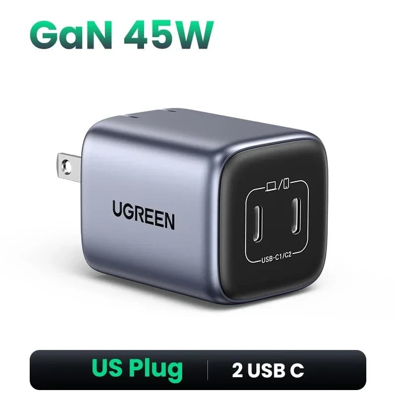 35W GaN USB-C hurtiglader med US-plugg