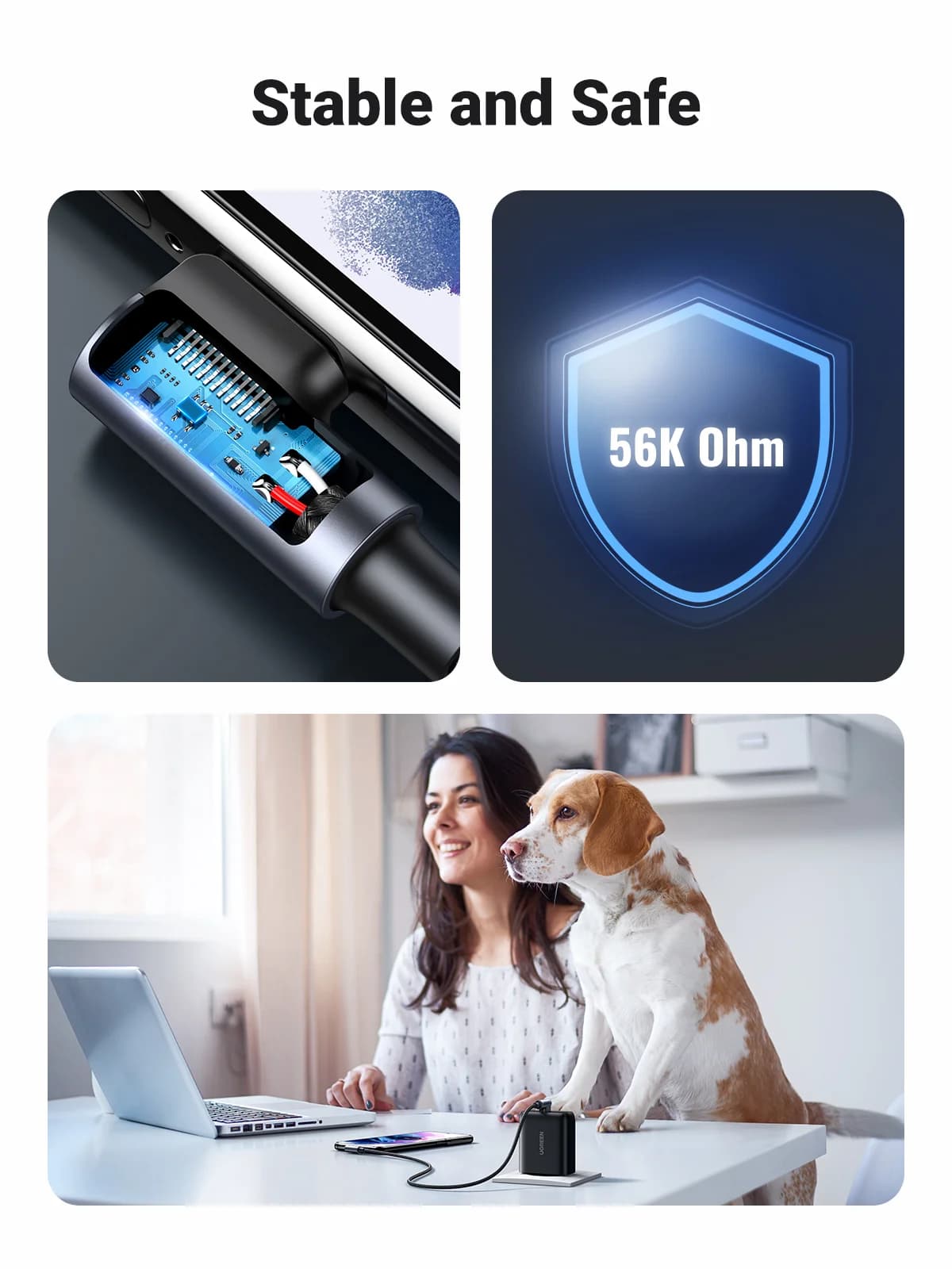 Nylon USB-C til USB-C kabel med 90 graders vinkel