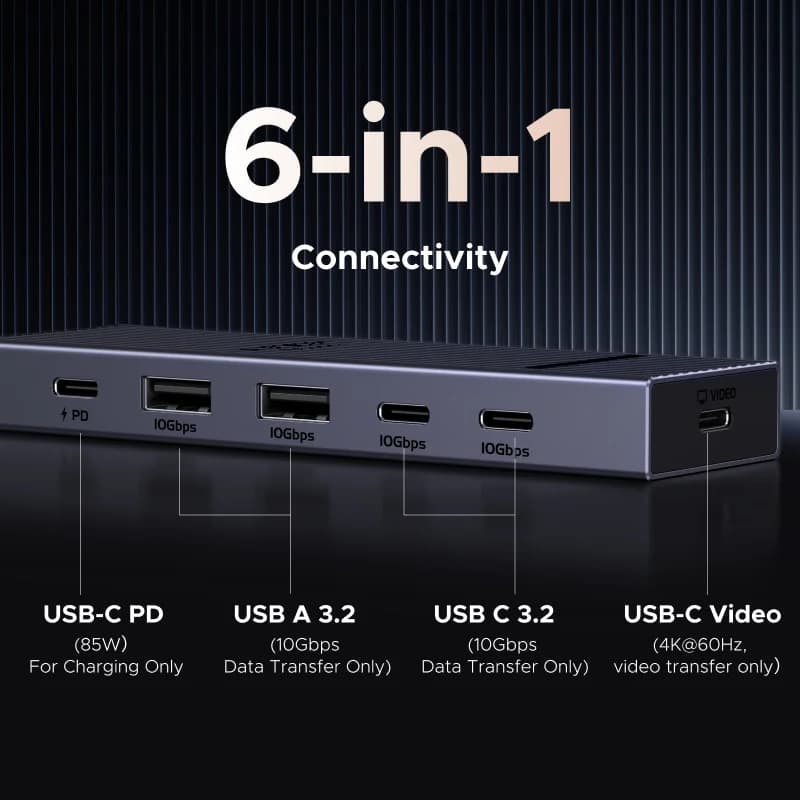 USB-C Hub med 4K HDMI, 10Gbps data og 100W PD