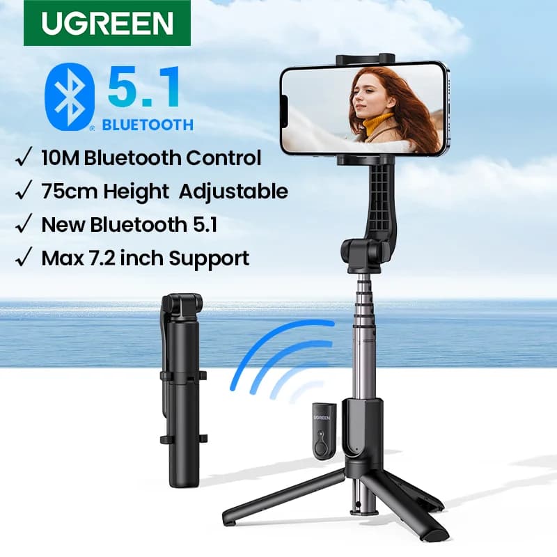 Bluetooth selfiepinne med tripod og fjernutløser
