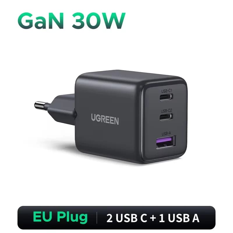 30W GaN USB-C vegg-lader, PD 3.0