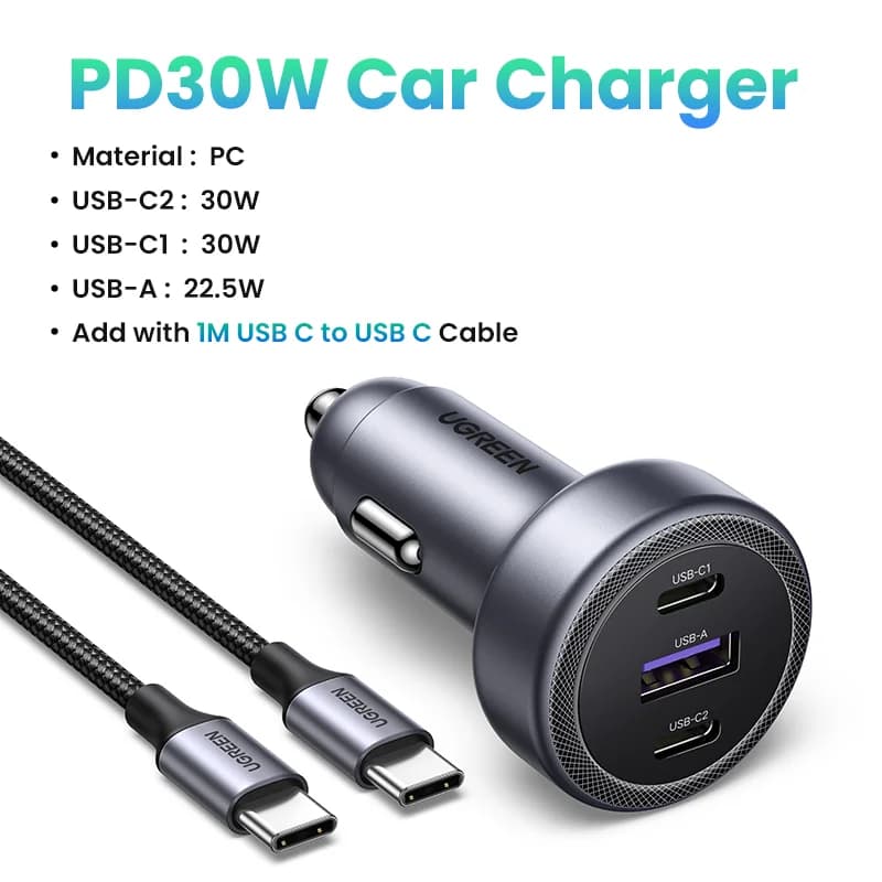 30W USB-C PD bil-lader