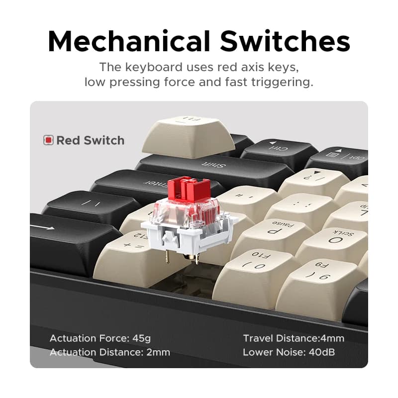 61-nøkkers mekanisk ledet tastatur med PBT-tastaturhetter