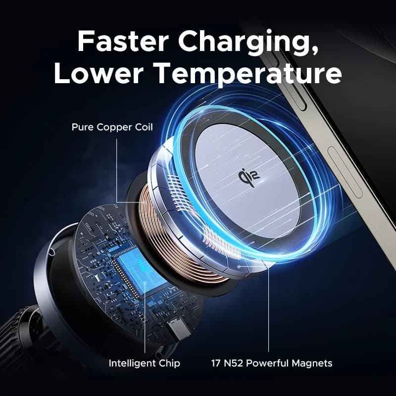 Qi2 15W magnetisk trådløs bil-lader for iPhone