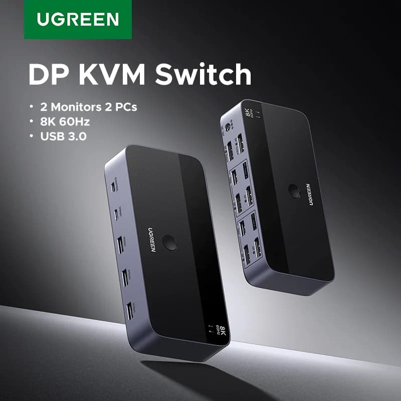 Dual Monitor KVM-switch, 8K/60Hz, USB 3.0