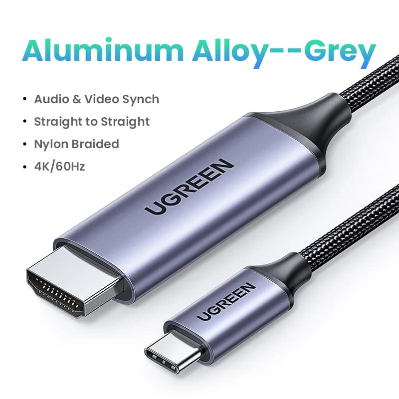 USB-C til HDMI kabel, 4K oppløsning videoadapter