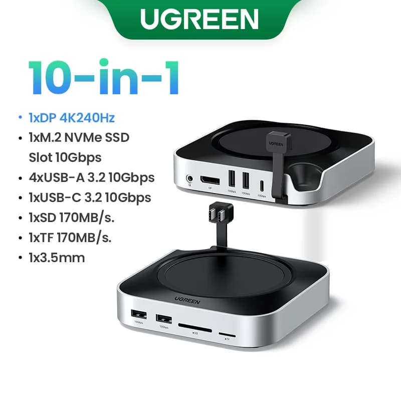 Mac Mini Dockingstasjon med M.2 SSD-plass og 4K DP