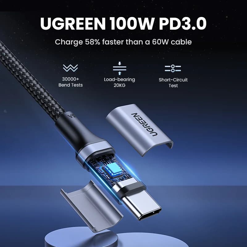 2-pakning 100W USB-C til USB-C PD-kabler