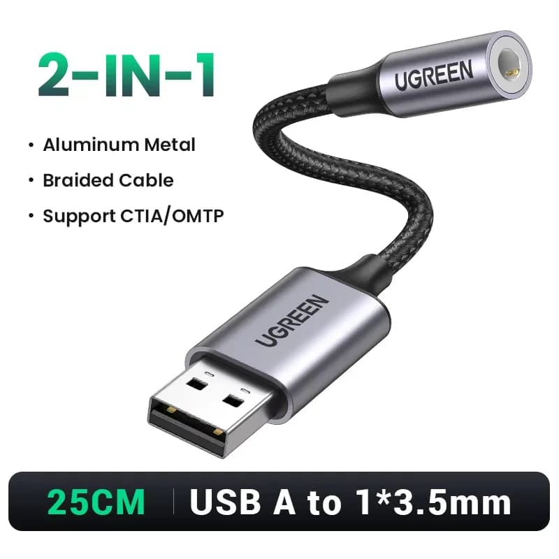USB til 3.5mm ekstern lydkortadapter