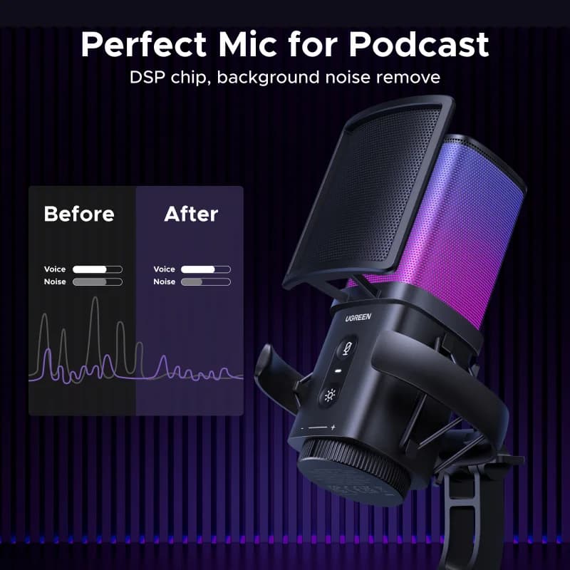 USB Microphone with Touch Mute and RGB Lighting