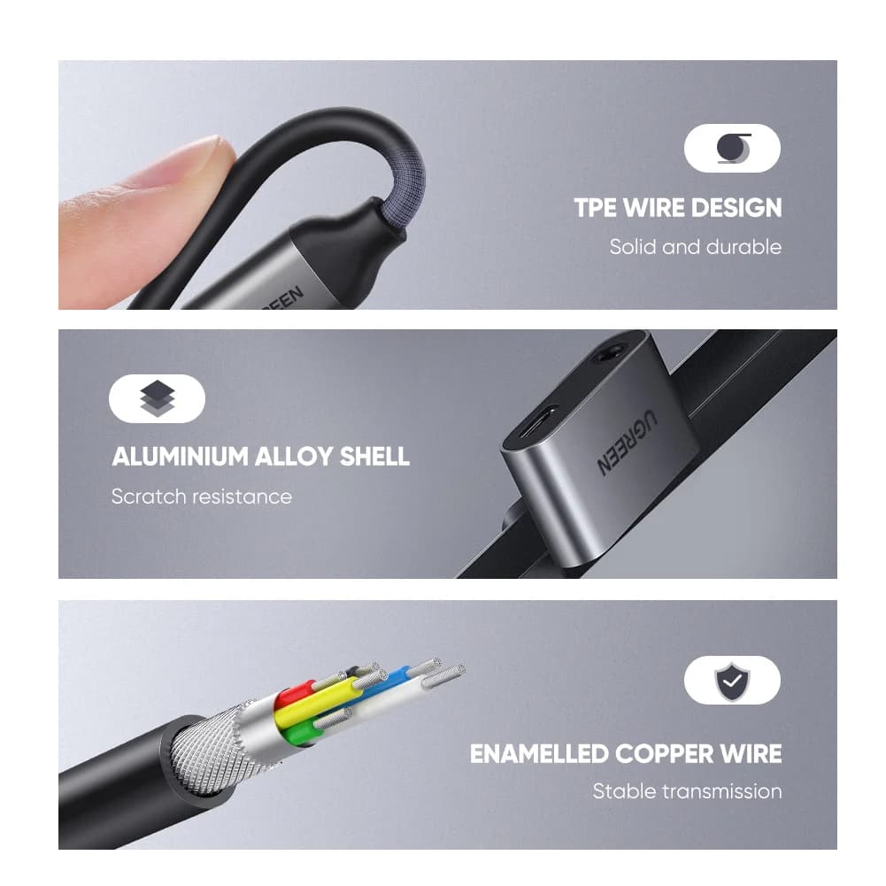 USB-C til 3,5 mm AUX lydkabeladapter