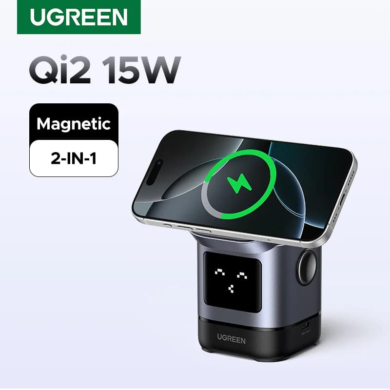 Qi2 15W magnetisk trådløs ladestativ med kabel