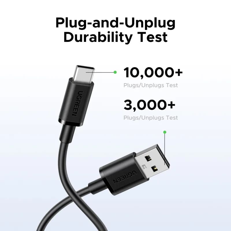 USB-A til USB-C-kabel, 3A, 0,25–3m