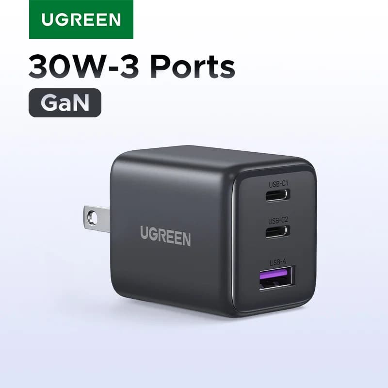 30W GaN USB-C PD-lader, US-plugg