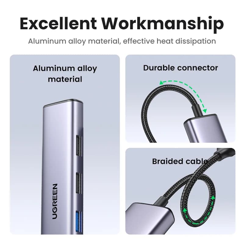 USB-C Hub med 4K HDMI, SD/TF og 100W PD