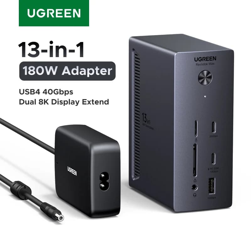 USB4 dokkingstasjon med 8K-skjerm og 40 Gbps