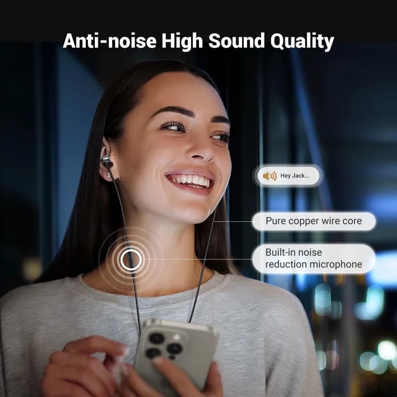 USB-C ledningshodetelefoner med 3,5 mm jack og mikrofon