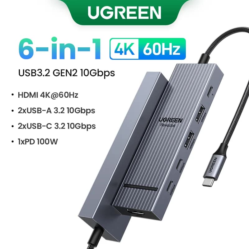 USB-C Hub med dobbel HDMI & RJ45