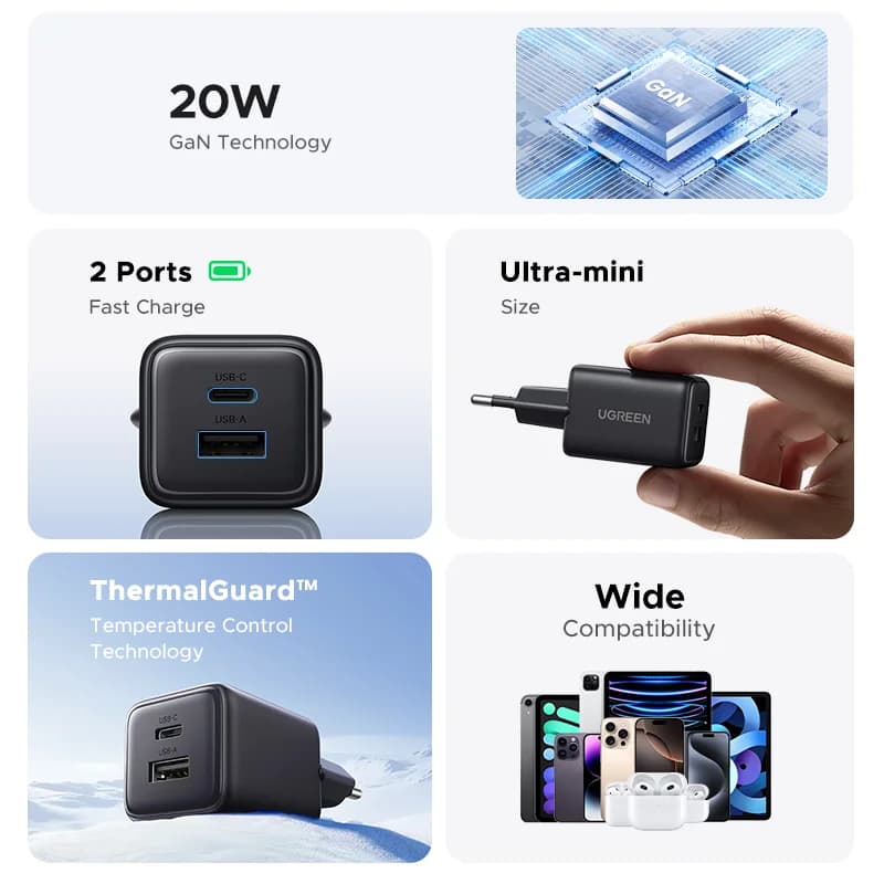 20W GaN USB-C PD-lader