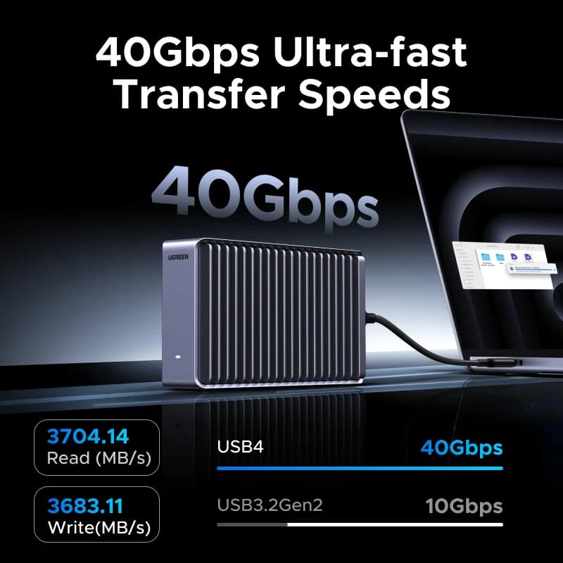 USB4 M.2 NVMe SSD-kabinett, 40Gbps, Thunderbolt