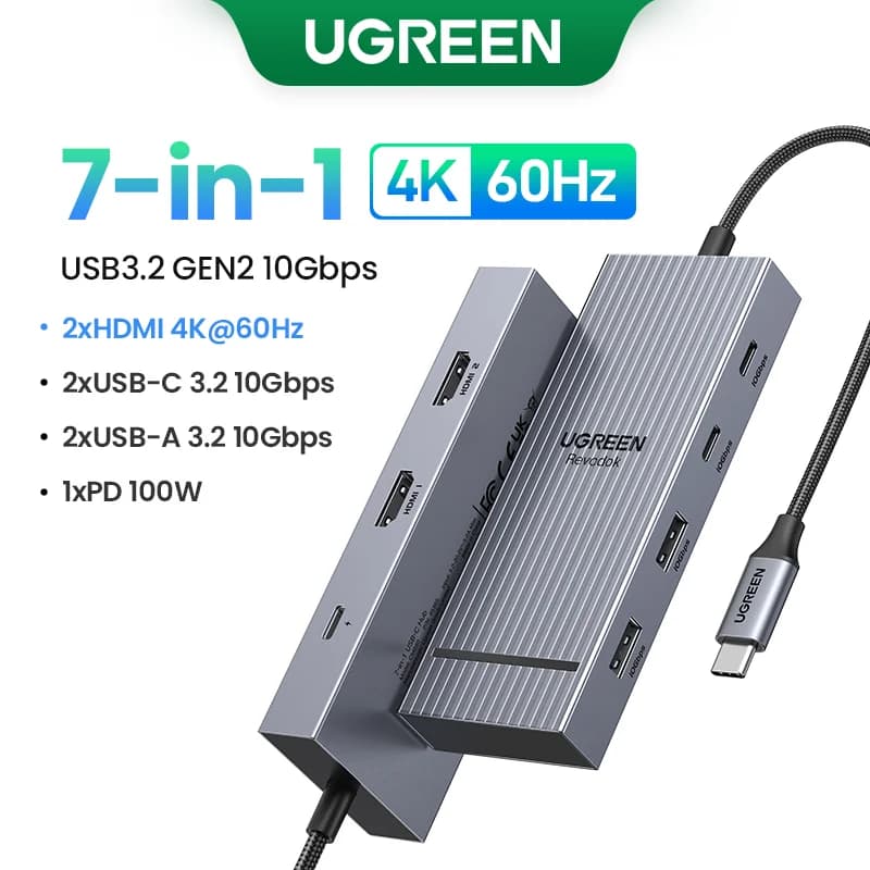 USB-C Hub med dobbel HDMI & RJ45