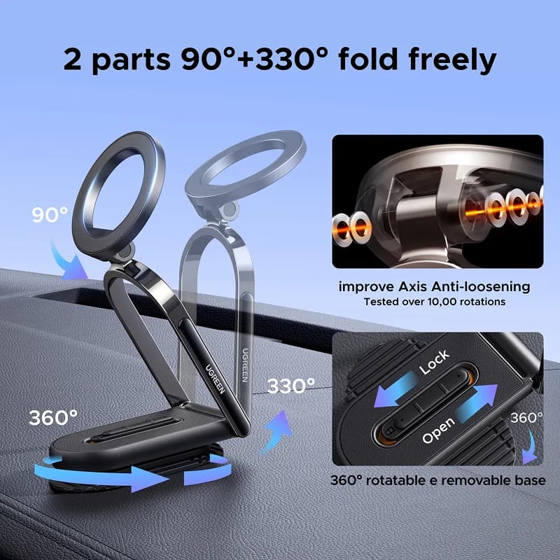 Magnetisk dashbordtelefonholder, 360° roterbar